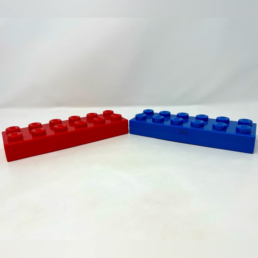 Lego pencil cases red and blue